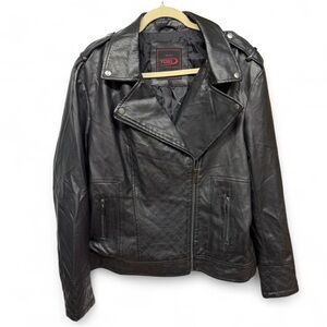 Yoki Women's Black Leather Biker Jacket